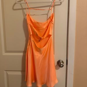 Sold out Zara satin dress, orange, open back